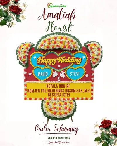 Karangan Papan Bunga Pernikahan di Banjaratma